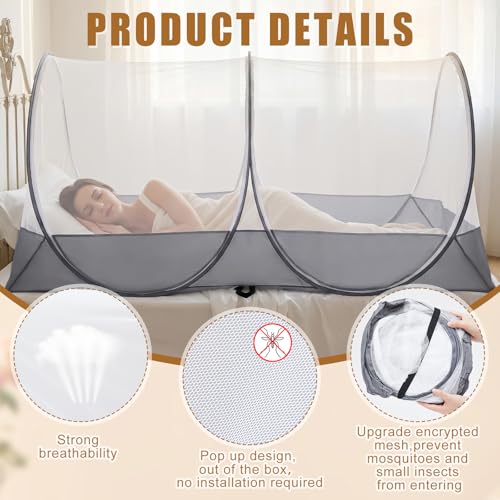 2 Pcs Mosquito Netting for Camping Bed 78 * 39 * 28 Inch (2 Count)