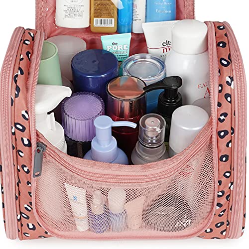 Hanging Cheetah Toiletry Bag for Women Travel Makeup Bag Organizer Toiletries Bag for Cosmetics Essentials Accessories