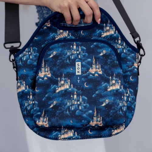 LunchTote Zippered Bag Insulated Neoprene Caddy (Castle in the Sky / X-Large 6.5 Quart Lunch Tote)