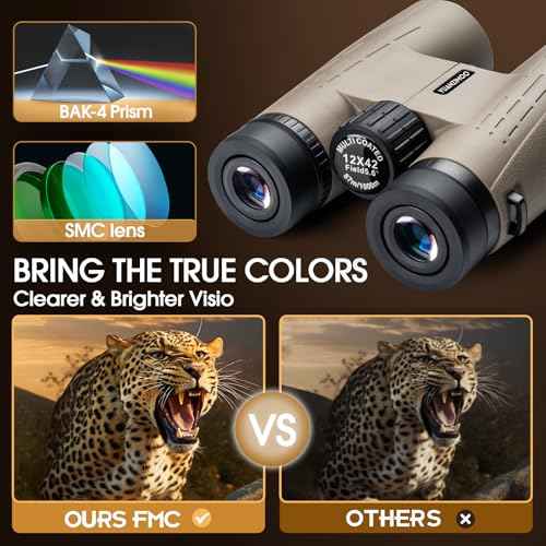 12x42 HD Binoculars for Adults High Powered Binoculars with Upgraded Phone Adapter Binocular with Low Light Night Vision for Bird Watching Hunting Outdoor Sports Concerts Black