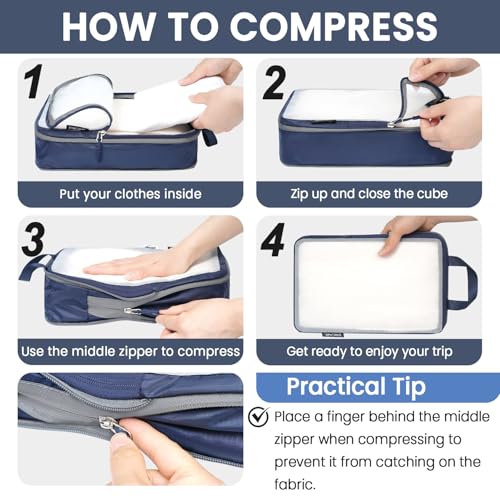6 Set Ultralight Compression Packing Cubes Packing Organizer for Travel Accessories Luggage Suitcase Backpack