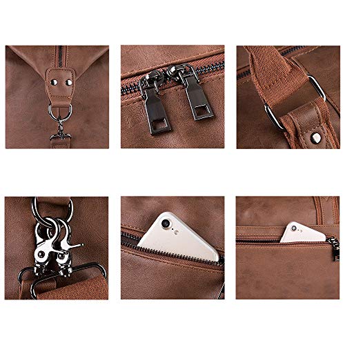 Leather Travel Bag with Shoe Pouch