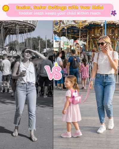 3 in 1 Toddler Harness Leash with Key Lock for Girls Cute Unicorn