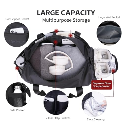 Small Gym Bag Duffel Bag for Men Women with Shoe Compartment Ideal for Sports