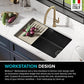 Bellucci 30” in. Undermount Workstation Granite Kitchen Sink in Metallic Black with Accessories