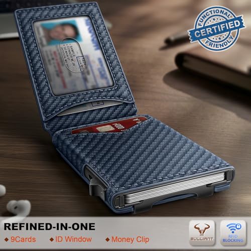 Men Slim Magnetic Leather Wallet Metal Case Money Clip 9 Cards