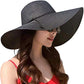 Womens Sun Straw Hat Wide Brim Summer Hat Big Floppy Foldable Beach Sun Hats UPF 50+
