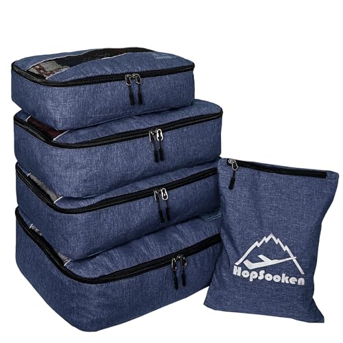 5 Set Packing Cubes for Travel Large Suitcase Luggage Organizer Bags Travel Accessories Vacation 4 Cubes 1 Laundry Pouch Bag (5 Count)