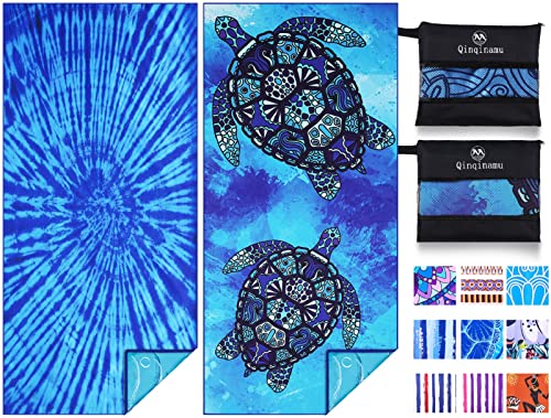 Microfiber Beach Towel with Bag Oversized 71x32 Sand Free 2 Pack (2 Count)