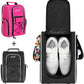 Wolt 2 Pcs Golf Shoe Bag for Travel- Zippered Shoes Carrier Bags with Ventilation & Double Outside Accessory Pocket for Socks, Tees, Golf Balls, etc. for women and men (Black+Pink)