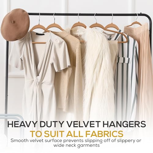 50 Pack New Premium Quality Velvet Hangers Ultra Thin Non Slip Adult Felt Space Saving Hangers for Closet Heavy Duty Coat Pants Jackets Dress Hangers 360° Swivel Hook Hold Upto 10 lbs Bronze (50 Count)