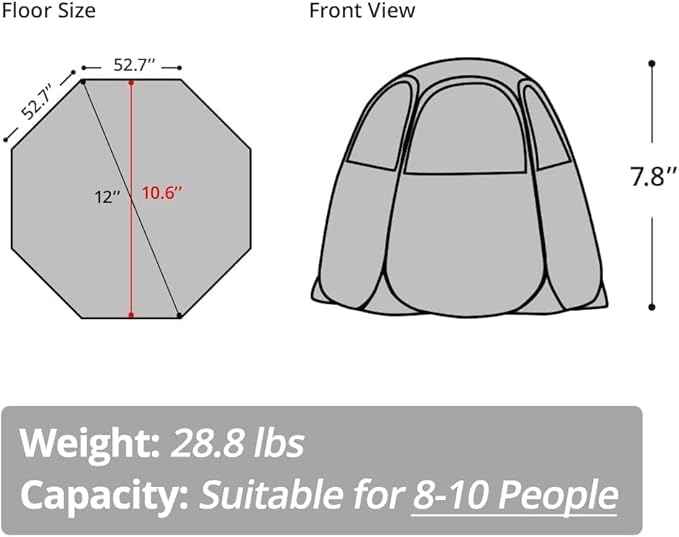 Alvantor Pop Up Screen House Gazebo with Mosquito Netting, Instant UV Resistant Sun Shelter for Patio & Backyard, Portable Canopy Tent for 2-10 Person
