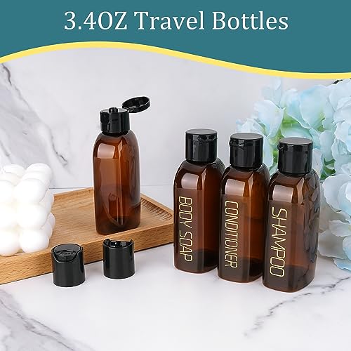 Travel Bottles for Toiletries 9PCS 3.4oz Plastic Squeeze Bottles (9 Count)