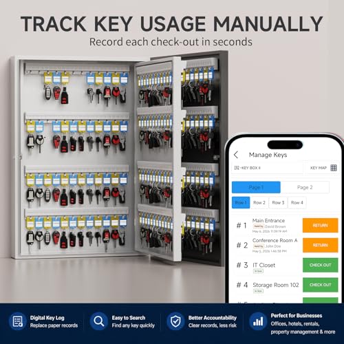 192 Key Lock Box Smart Key Organier Cabinet with Keypad & App for Office