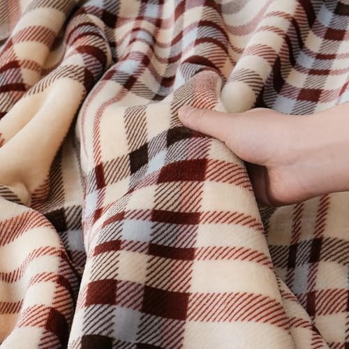 Sherpa Fleece Throw Blanket 60" x 80" Reversible Plush Fluffy Large Big Blanket Lattice Flannel Blankets for All Season Use