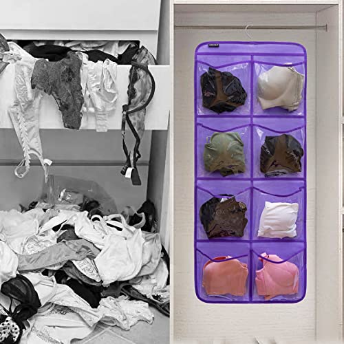 Dual Sided Hanging Closet Organizer for Socks Underwear Bra Kids Storage Organizer for Baby Clothes Toddler Shoes with 26 Pockets