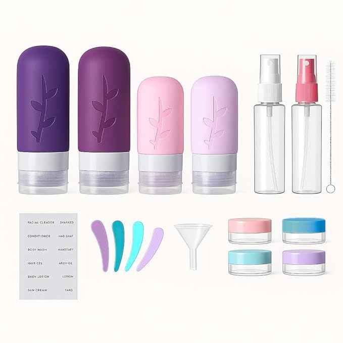 TSA Approved Travel Containers for Toiletries - Leak Proof Silicone Bottles, Refillable Liquid Travel Essentials for Shampoo, Conditioner, Lotion