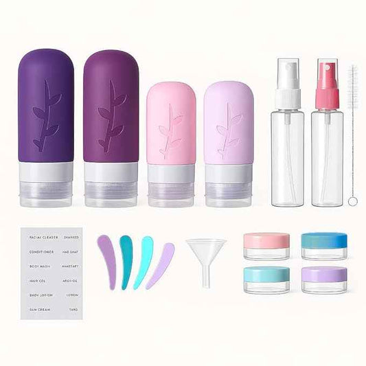 TSA Approved Travel Containers for Toiletries - Leak Proof Silicone Bottles, Refillable Liquid Travel Essentials for Shampoo, Conditioner, Lotion