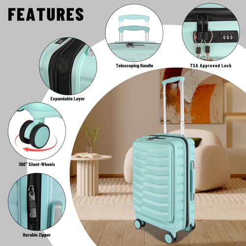 Small 22×14×9 Airline Approved Carry On Luggage with Cover and Tag