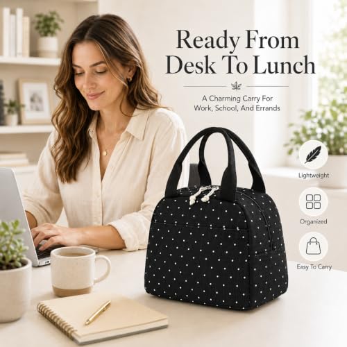 Lunch Bag for Women Men Cute Corduroy Lunch Tote Bags Reusable Insulated Lunch Box Large Capacity Reusable Insulated Cooler for Work Picnic or Travel