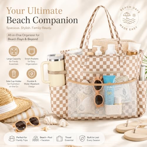 Waterproof Beach Tote Pool Bags for Women Ladies Extra Large Carry On Bag With Wet Compartment for Weekender Travel