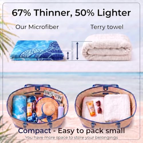 6 Pack Microfiber Beach Towel Oversized 71x32 Colorful Print Bulk (6 Count)
