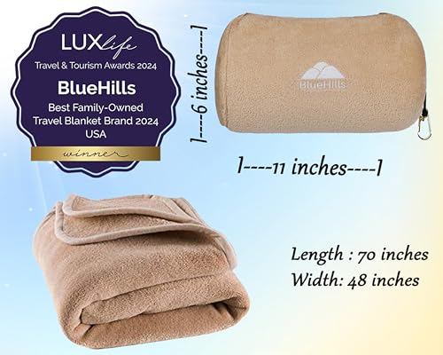 Premium Soft Rolled Travel Blanket Pillow Combo Airplane