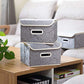 Collapsible Storage Boxes with Lids Fabric Decorative Storage Bins Cubes Organizer Containers Baskets with Cover Handles Divider for Bedroom Closet Living Room 9.8x7.9x6.7 Inch 3 Pack (3 Count)