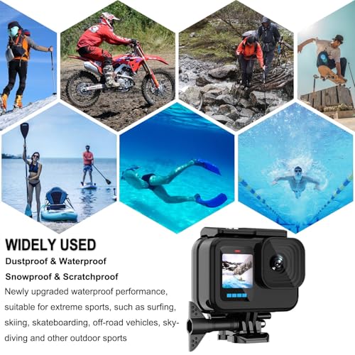 Compatible for Go Pro Hero 13 12 11 10 9 Black Waterproof Housing Case 60M