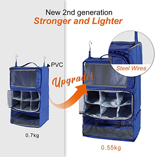 Travel Portable Hanging Shelves Closet Organizer Packing Luggage Organizer and Storage with Multifunctional and Foldable Invisible Compartment