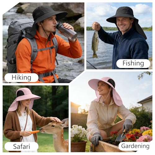 Sun Hat for Men Women with Neck Flap