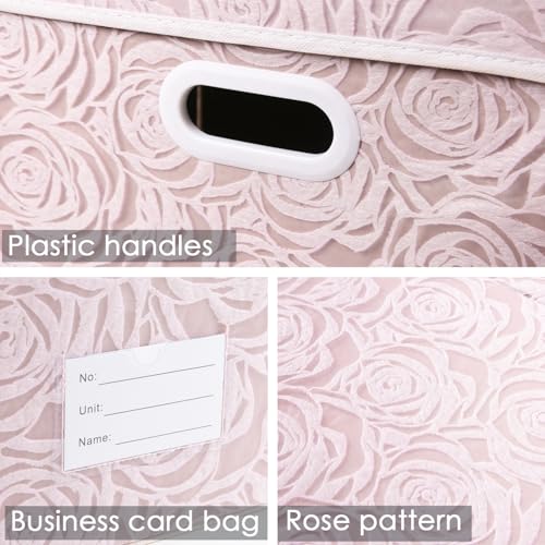 Jumbo Collapsible Storage Boxes with Lids Fabric Decorative Storage Bins Cubes Organizer Baskets with Cover Handles Divider for Bedroom Closet Living Room 23.2x15.7x11.8 Inch 3 Pack (3 Count)