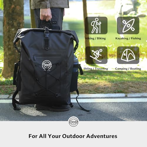 30/40/55L Waterproof Dry Backpack & Phone Case- 2XL Floating Dry Bag for Kayaking, Travel, Hiking, Fishing, Camping, Motorcycles & Beach, Heavy-Duty Roll Top Men/Women (Black)