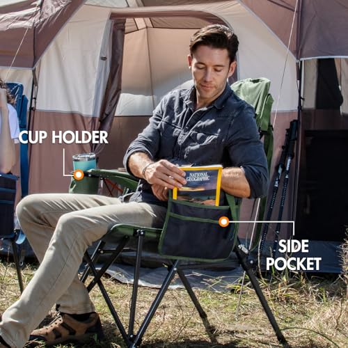 Camping Chair with Lumbar Support for Adults Folding Portable High Back Oversized