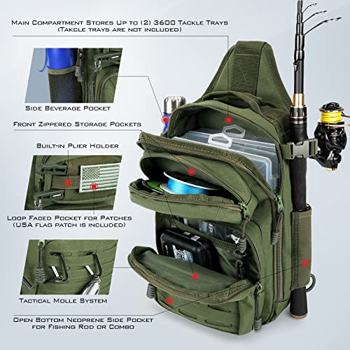 BlowBak Fishing Sling Bag With Rod Holder