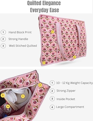 100% Cotton Quilted Tote Bag For Women