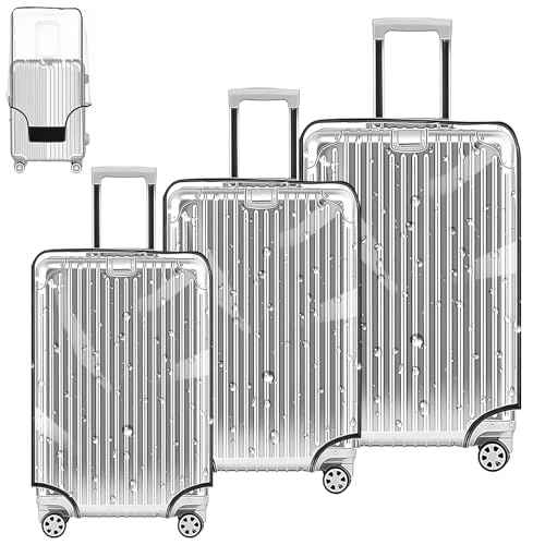 3 Pieces Clear PVC Suitcase Cover Protectors 20" 24" 28" Luggage Cover for Wheeled Suitcase (3 Count)