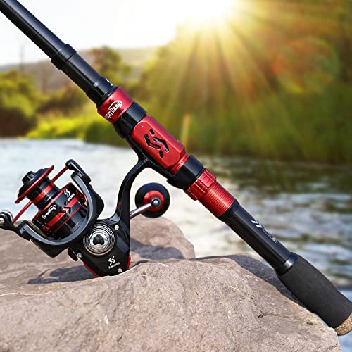Fishing Rod and Reel Combo Set with Telescopic Fishing Pole Fishing Accessories and Carrier Bag for Saltwater Freshwater