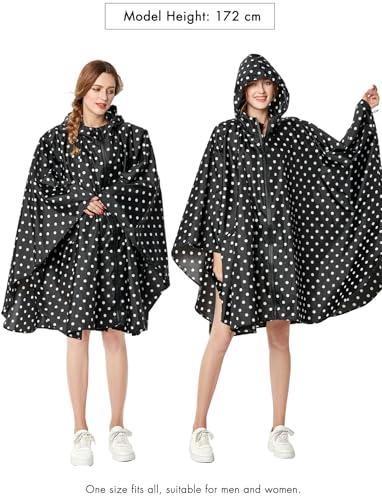 Waterproof Rain Poncho for Women Packable Hooded Raincoat with Pocket