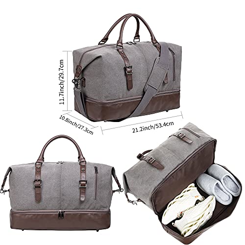 Leather Travel Bag with Shoe Pouch