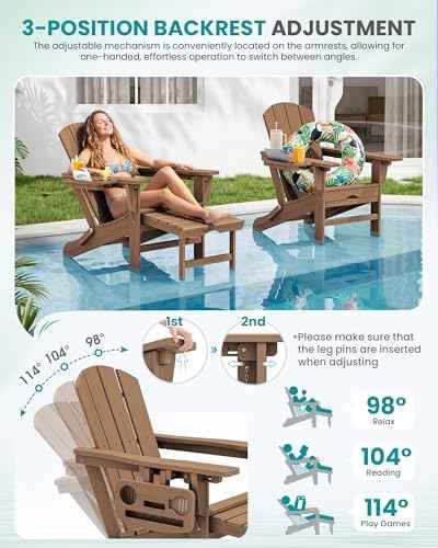 Folding Adjustable Adirondack Chairs with Footrest Set of 2 (2 Count)