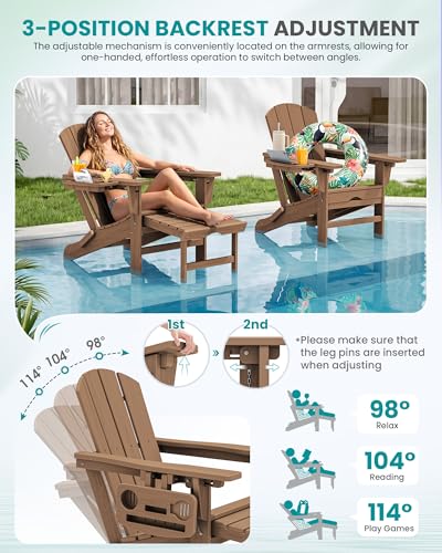 Folding Adjustable Adirondack Chairs with Footrest Set of 4 (4 Count)