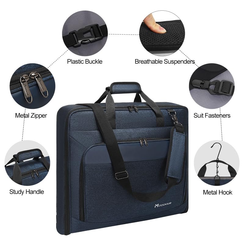 Carry On Garment Bag for Hanging Suits with Shoulder Strap