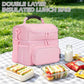 Double Layer Cooler Insulated Lunch Bag Adult Lunch Box Large Tote Bag for Men (Pink#2)