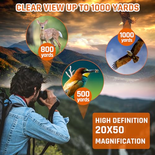 20x50 High Power Binoculars for Adults with Low Light Night Vision