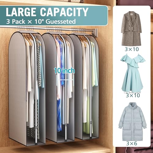 10" Gusseted Garment Bags for Hanging Clothes (3 Count)