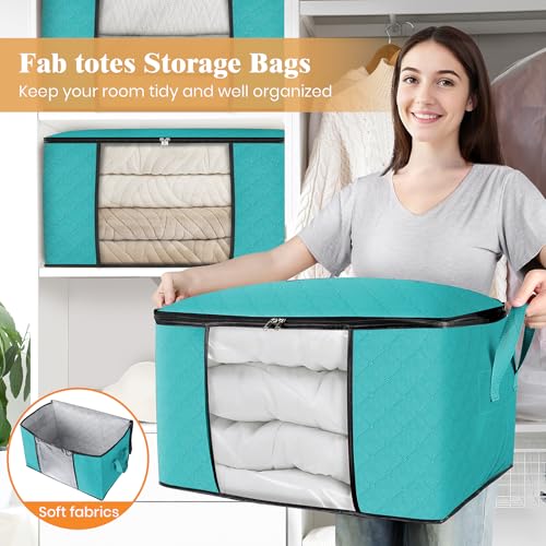 10 Pack Storage Bags for Clothes Blanket Storage Bins with Lids (10 Count)