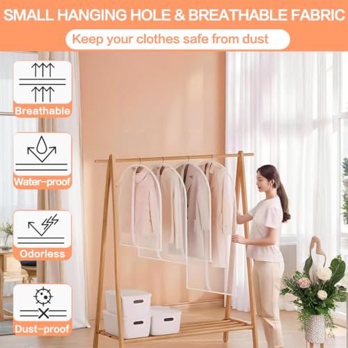Clear Garment Bags for Hanging Clothes Travel (12 Count)