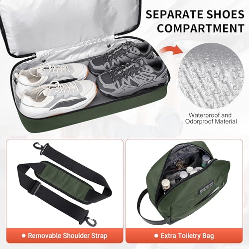 Nylon Duffle Bag for Men 50L with Toiletry Bag Sets Overnight Bag (2 Count)