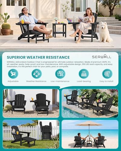 Folding Adjustable Adirondack Chair with Footrest
